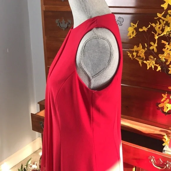 Tahari ASL Sheath Dress Sheer Overlay Red Size 8 - Picture 8 of 12